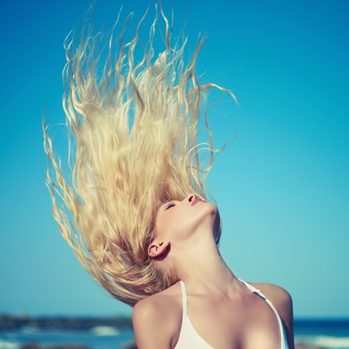 Beautiful woman at sea